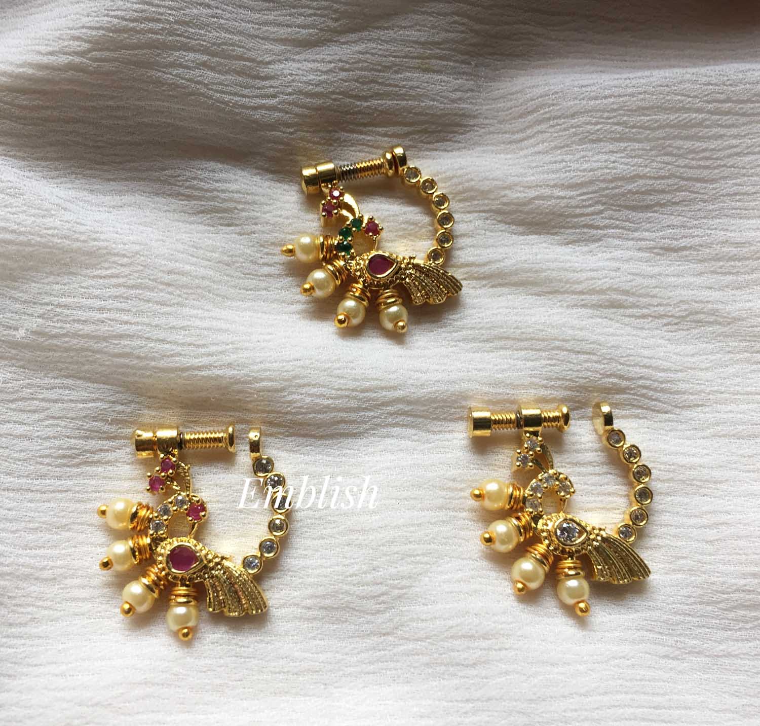Peacock gold finish Ad nose ring 2